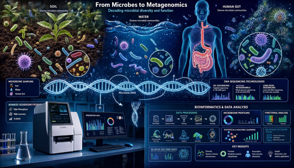 Metagenomics sequencing showing the difference between 16S sequencing and shotgun metagenomics for microbiome research at CPGR.